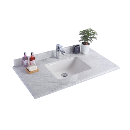 LAVIVA White Carrara Countertop, 42", Single Hole with Rectangle Sink 313SQ1H-42-WC